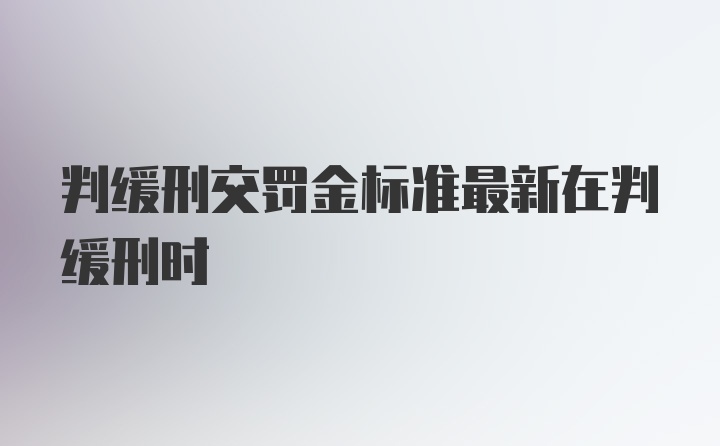 判缓刑交罚金标准最新在判缓刑时