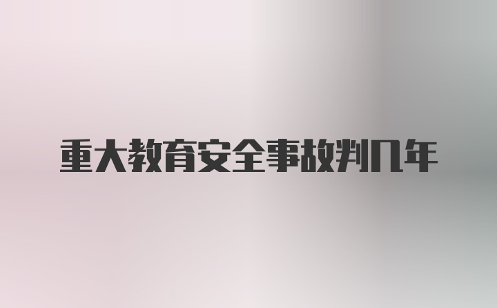 重大教育安全事故判几年