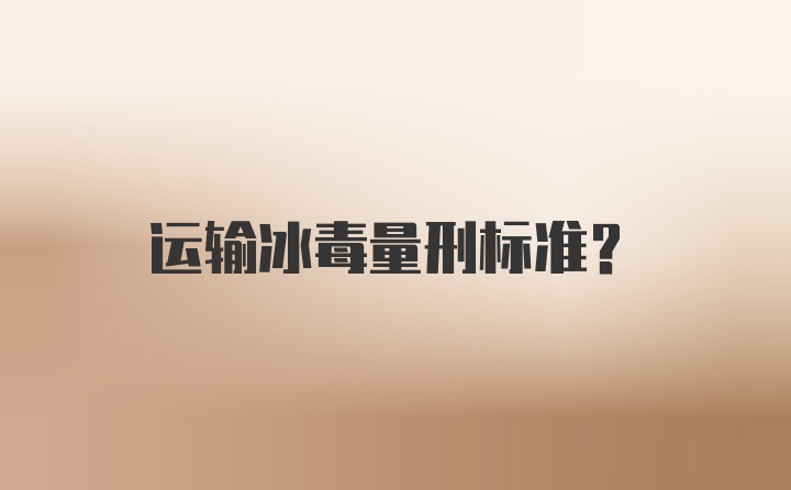 运输冰毒量刑标准？