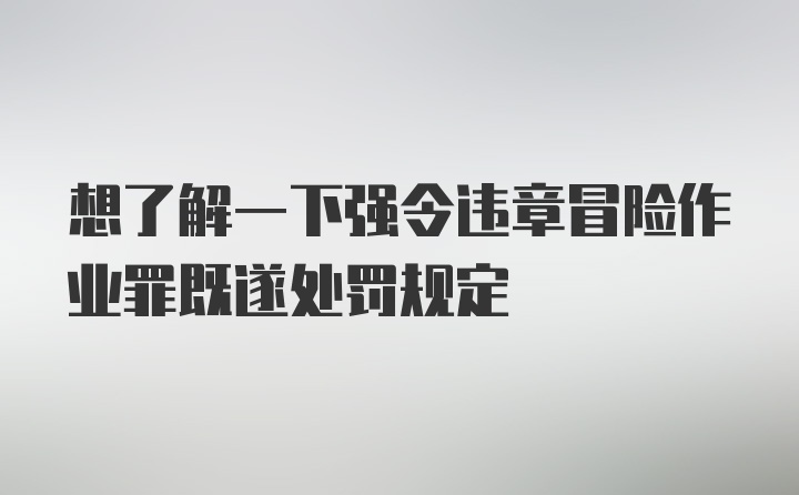 想了解一下强令违章冒险作业罪既遂处罚规定