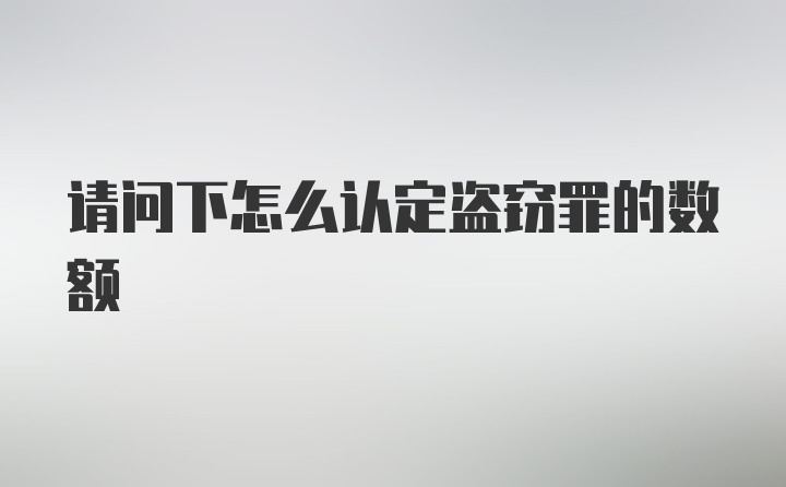 请问下怎么认定盗窃罪的数额