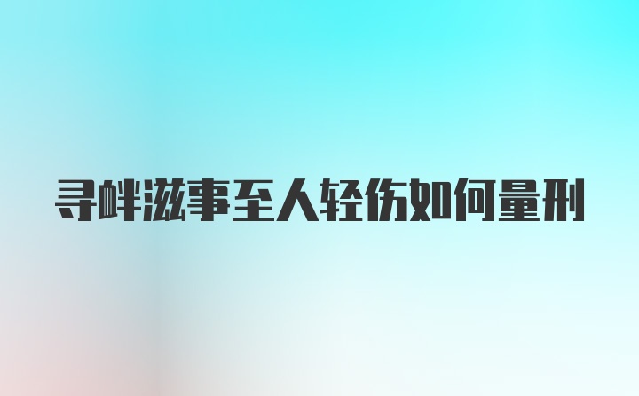 寻衅滋事至人轻伤如何量刑