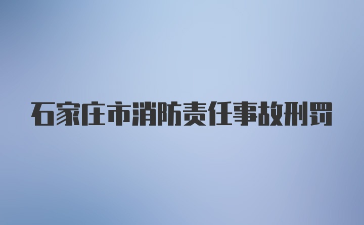 石家庄市消防责任事故刑罚