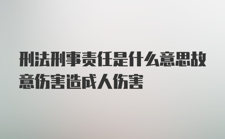 刑法刑事责任是什么意思故意伤害造成人伤害