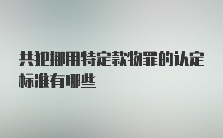 共犯挪用特定款物罪的认定标准有哪些