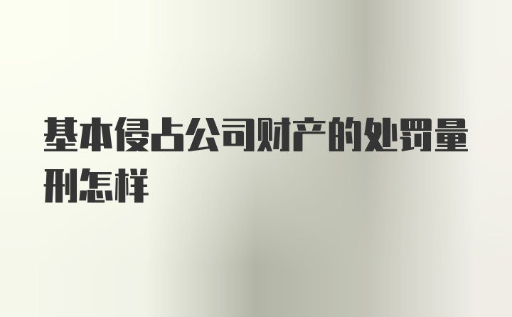 基本侵占公司财产的处罚量刑怎样