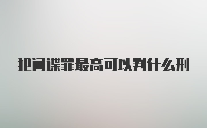 犯间谍罪最高可以判什么刑