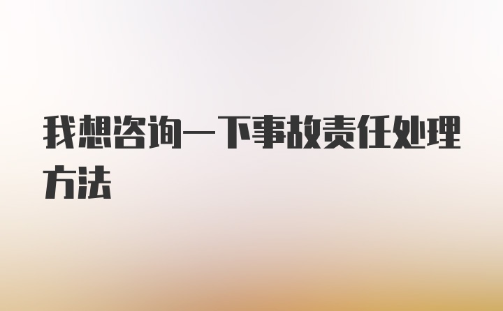 我想咨询一下事故责任处理方法