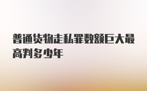 普通货物走私罪数额巨大最高判多少年