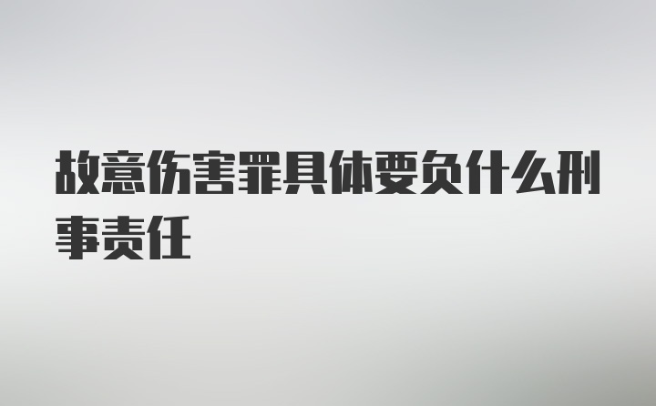 故意伤害罪具体要负什么刑事责任