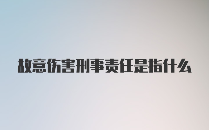 故意伤害刑事责任是指什么