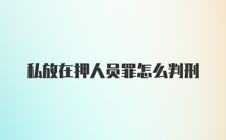 私放在押人员罪怎么判刑