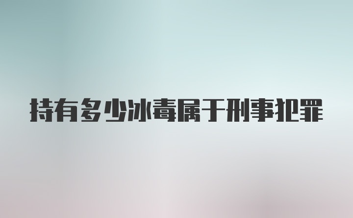 持有多少冰毒属于刑事犯罪