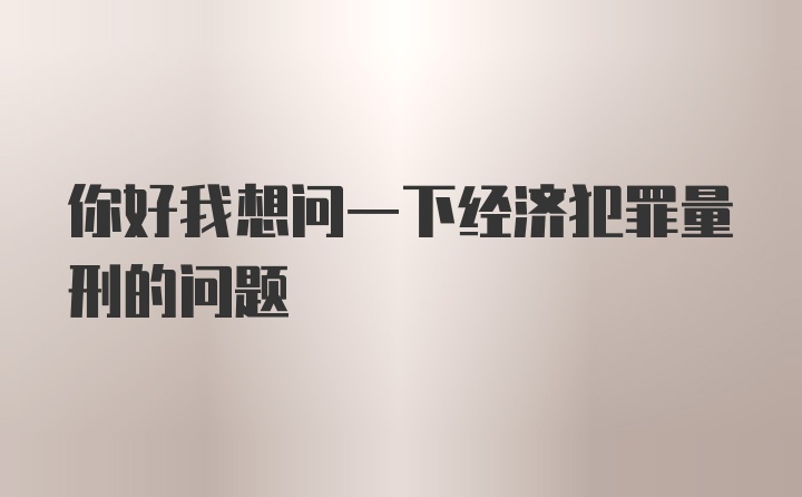 你好我想问一下经济犯罪量刑的问题