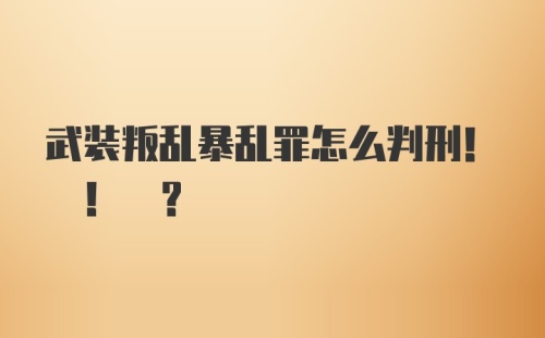 武装叛乱暴乱罪怎么判刑! ! ?