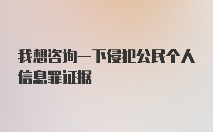 我想咨询一下侵犯公民个人信息罪证据