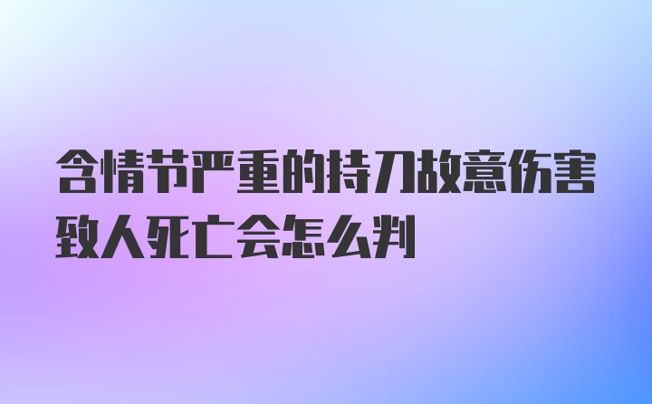 含情节严重的持刀故意伤害致人死亡会怎么判