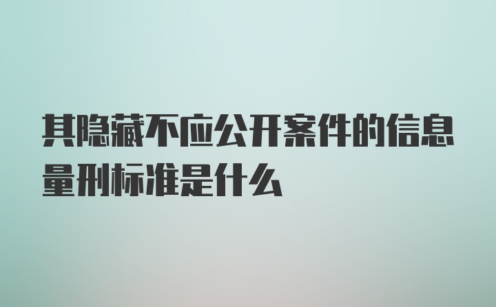 其隐藏不应公开案件的信息量刑标准是什么