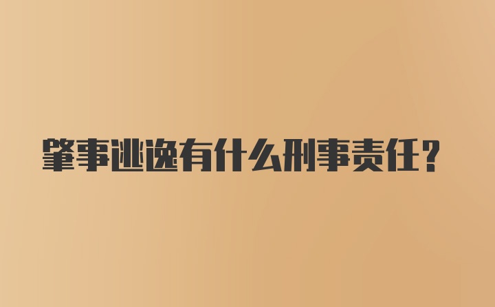 肇事逃逸有什么刑事责任？