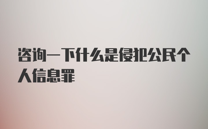 咨询一下什么是侵犯公民个人信息罪