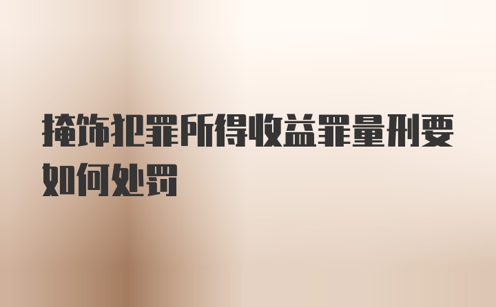 掩饰犯罪所得收益罪量刑要如何处罚