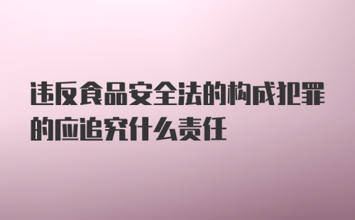 违反食品安全法的构成犯罪的应追究什么责任