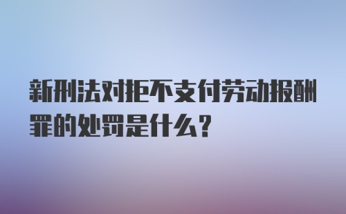 新刑法对拒不支付劳动报酬罪的处罚是什么？