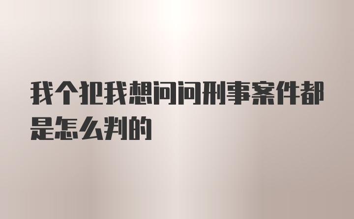 我个犯我想问问刑事案件都是怎么判的