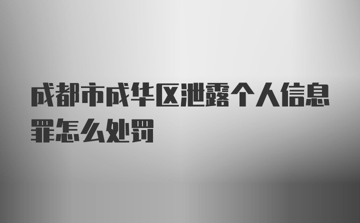 成都市成华区泄露个人信息罪怎么处罚