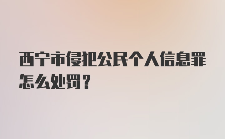 西宁市侵犯公民个人信息罪怎么处罚？