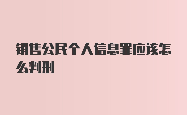 销售公民个人信息罪应该怎么判刑