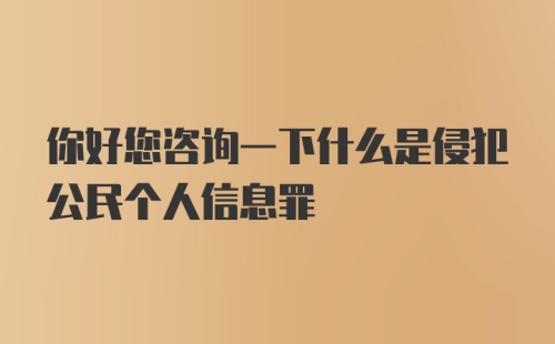 你好您咨询一下什么是侵犯公民个人信息罪