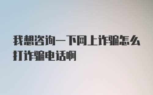 我想咨询一下网上诈骗怎么打诈骗电话啊