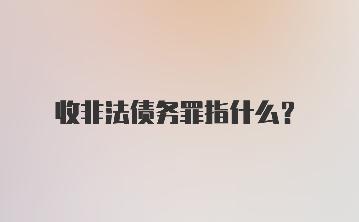 收非法债务罪指什么？