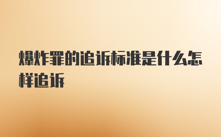 爆炸罪的追诉标准是什么怎样追诉