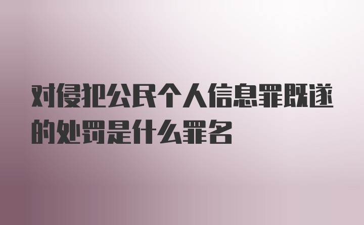 对侵犯公民个人信息罪既遂的处罚是什么罪名