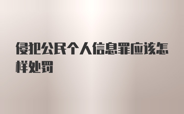 侵犯公民个人信息罪应该怎样处罚