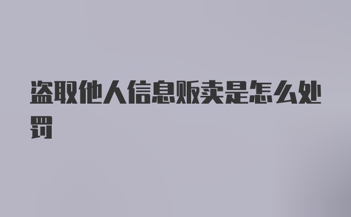 盗取他人信息贩卖是怎么处罚