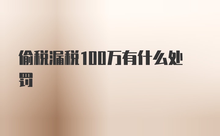 偷税漏税100万有什么处罚