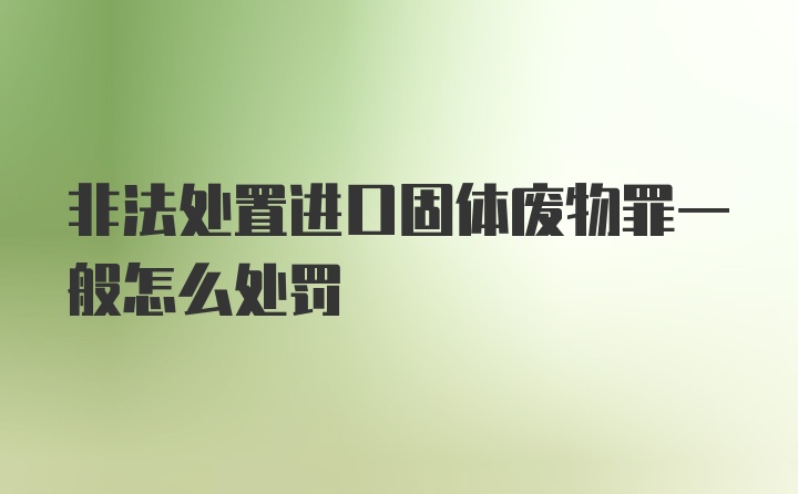 非法处置进口固体废物罪一般怎么处罚