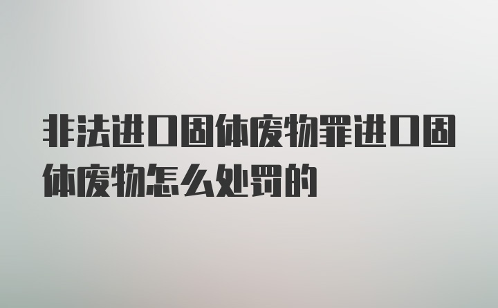 非法进口固体废物罪进口固体废物怎么处罚的