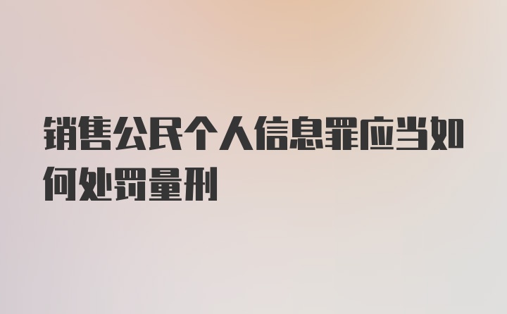 销售公民个人信息罪应当如何处罚量刑