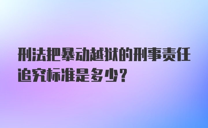 刑法把暴动越狱的刑事责任追究标准是多少?