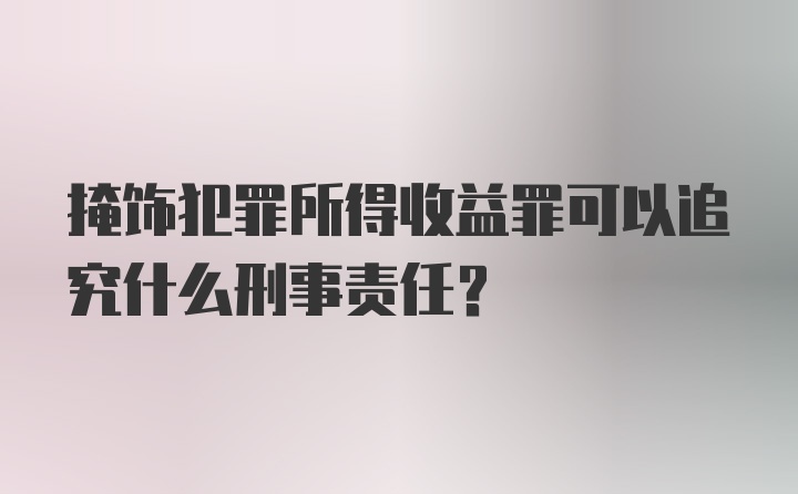 掩饰犯罪所得收益罪可以追究什么刑事责任？