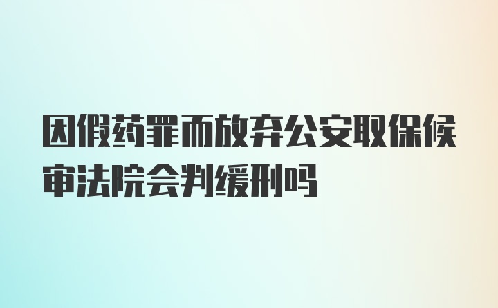 因假药罪而放弃公安取保候审法院会判缓刑吗