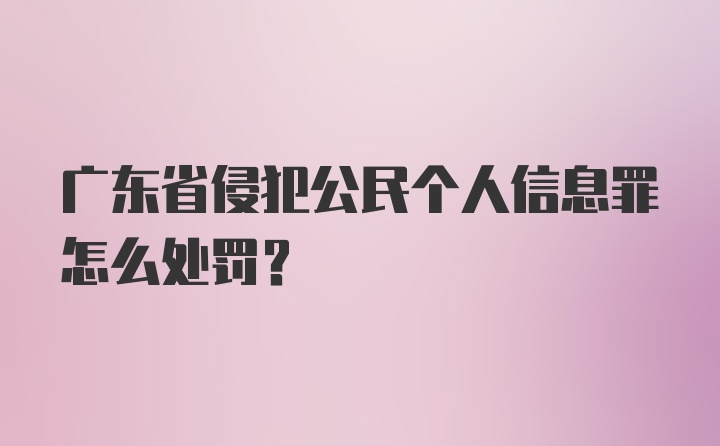 广东省侵犯公民个人信息罪怎么处罚？