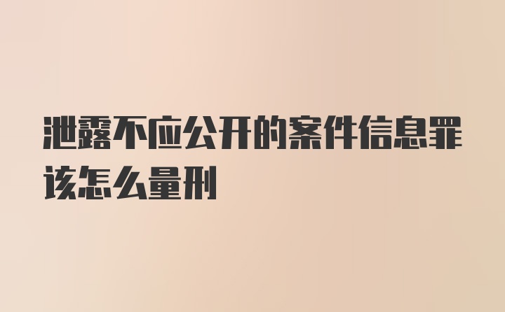 泄露不应公开的案件信息罪该怎么量刑