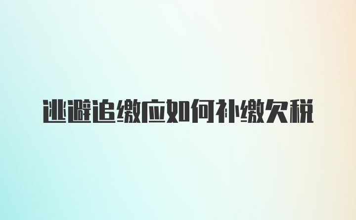 逃避追缴应如何补缴欠税