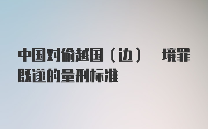 中国对偷越国(边) 境罪既遂的量刑标准