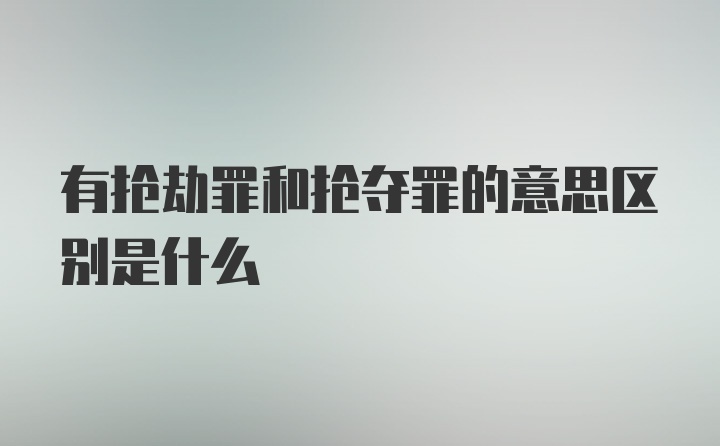 有抢劫罪和抢夺罪的意思区别是什么